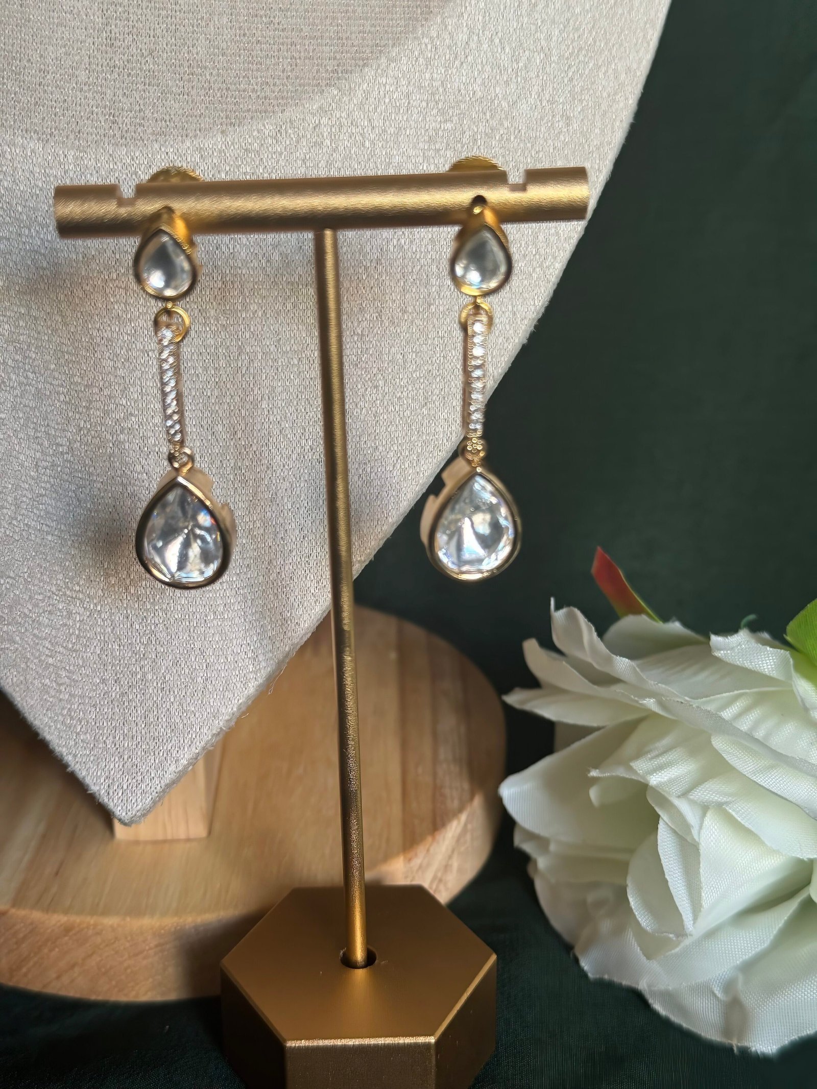 Radiant Red Beaded Choker with Teardrop Crystal Accents