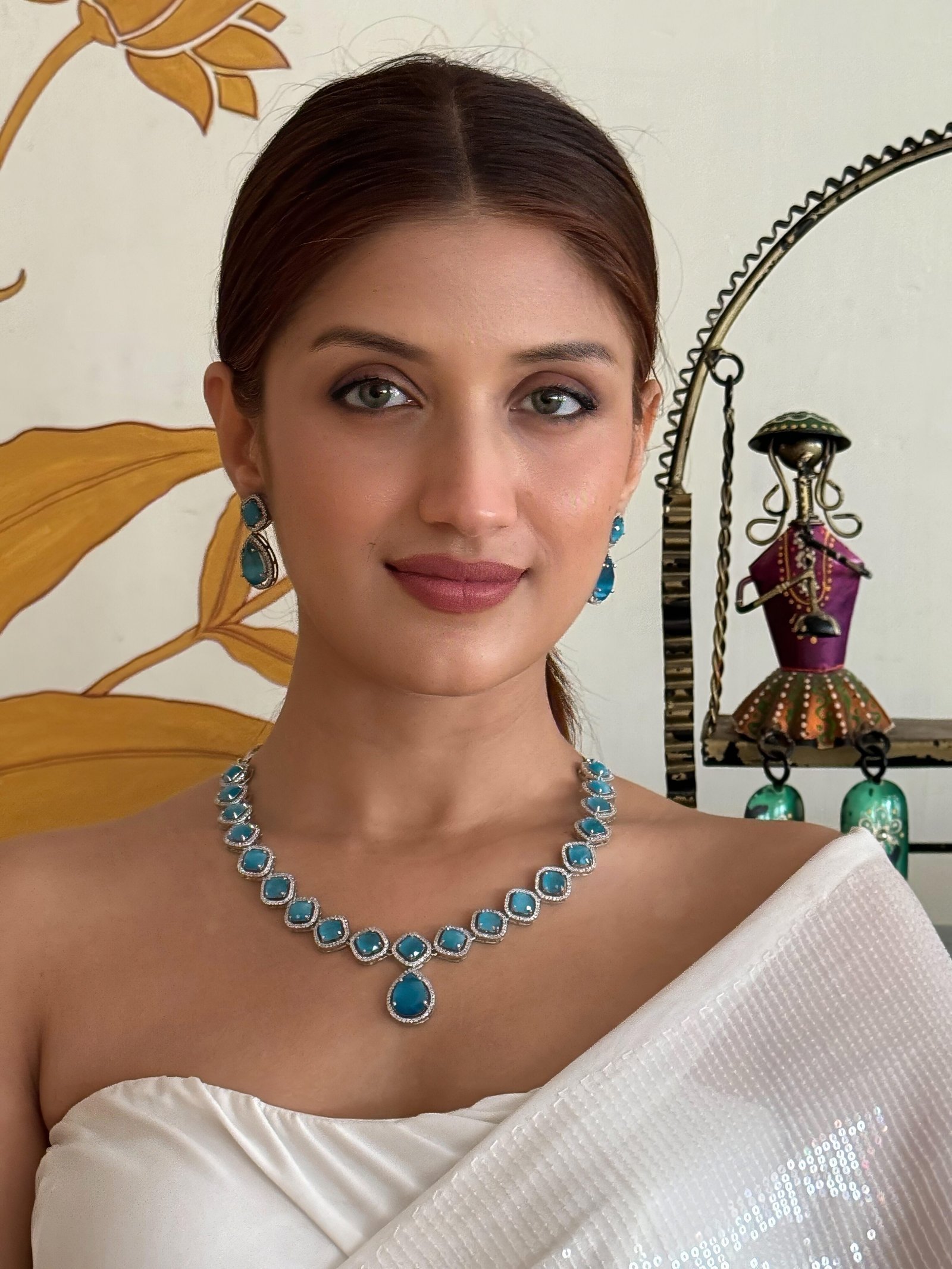 Ocean Bliss - Silver Blue Necklace & Earring Set