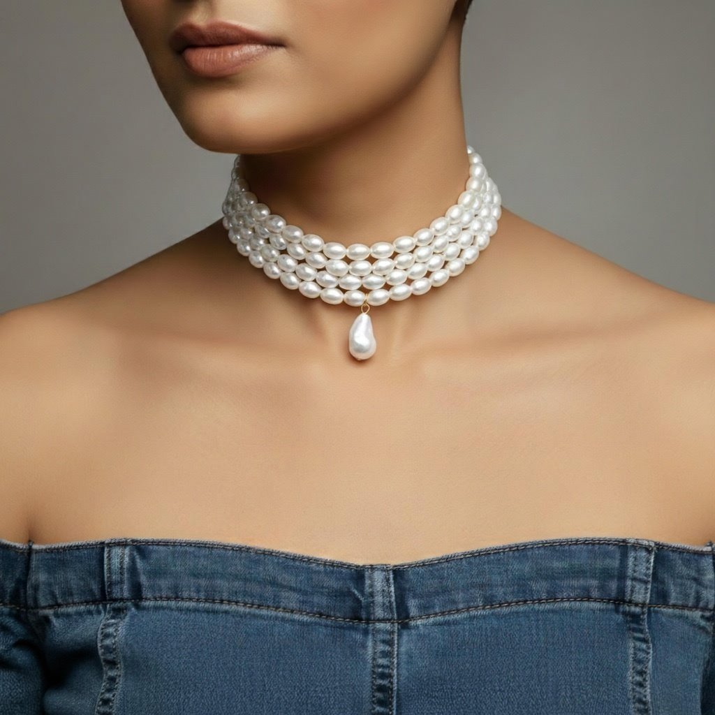 Regal Teardrop Pearl Choker