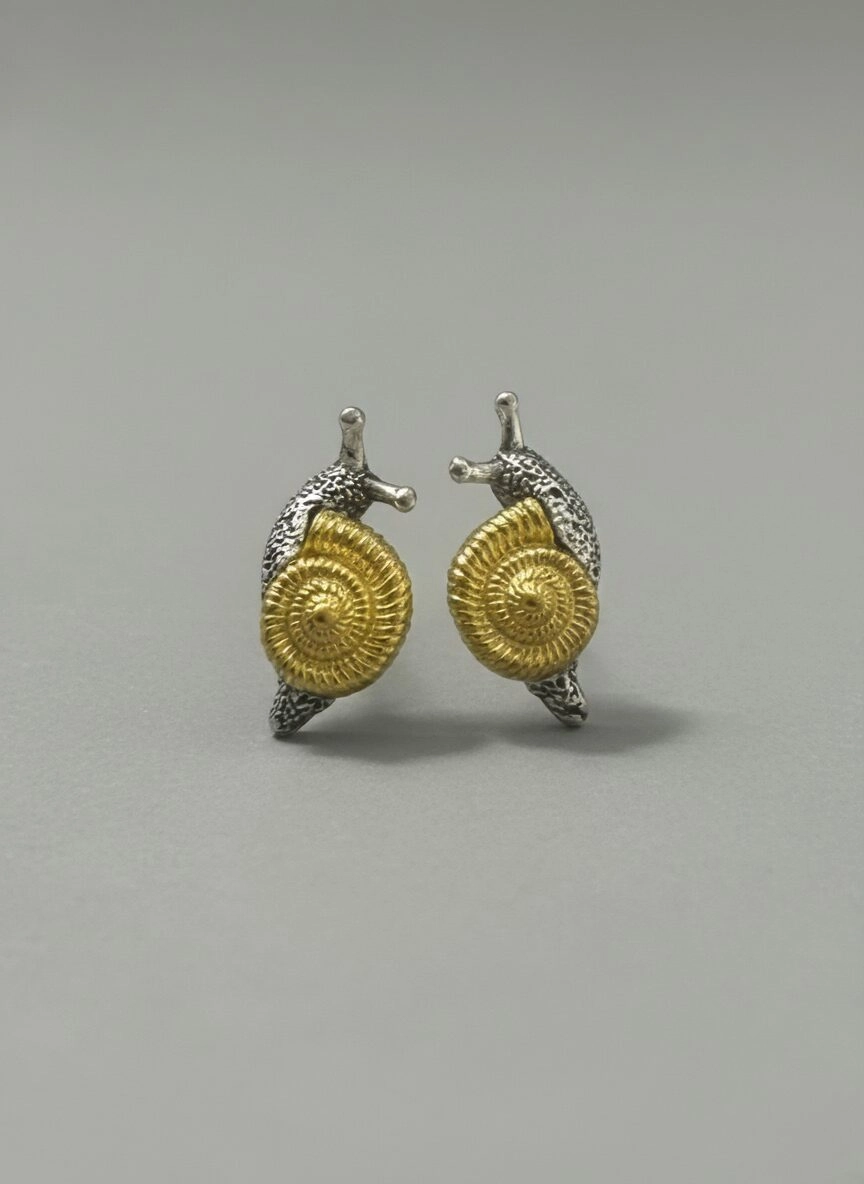 Nature-Inspired Snail Earring on Ear Close-Up