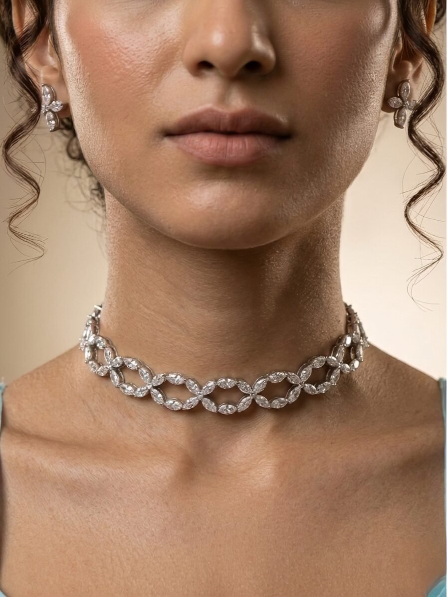 Infinity Crystal Diamond Look Choker Set – Elegant Evening Edit