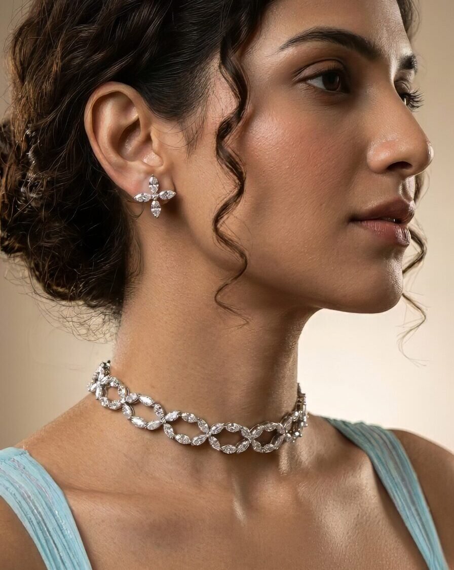 Infinity Crystal Diamond Look Choker Set – Elegant Evening Edit