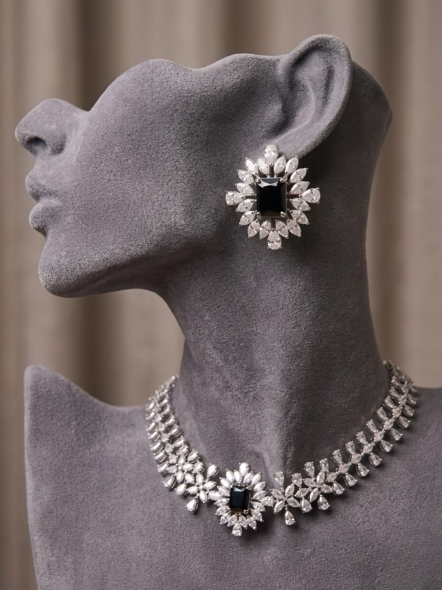 Black Bloom Premium Statement Choker Set – Luxe Occasion Edit