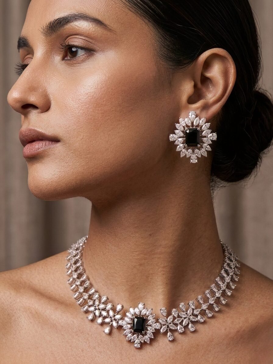 Black Bloom Premium Statement Choker Set – Luxe Occasion Edit
