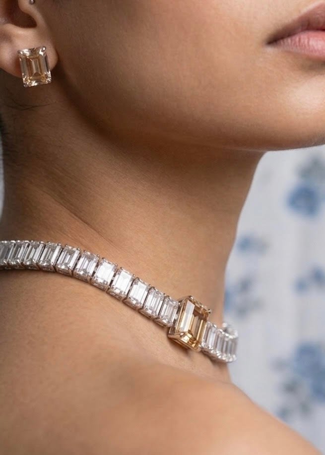 Champagne Baguette Diamond Look Choker Set – Luxe Evening Edit